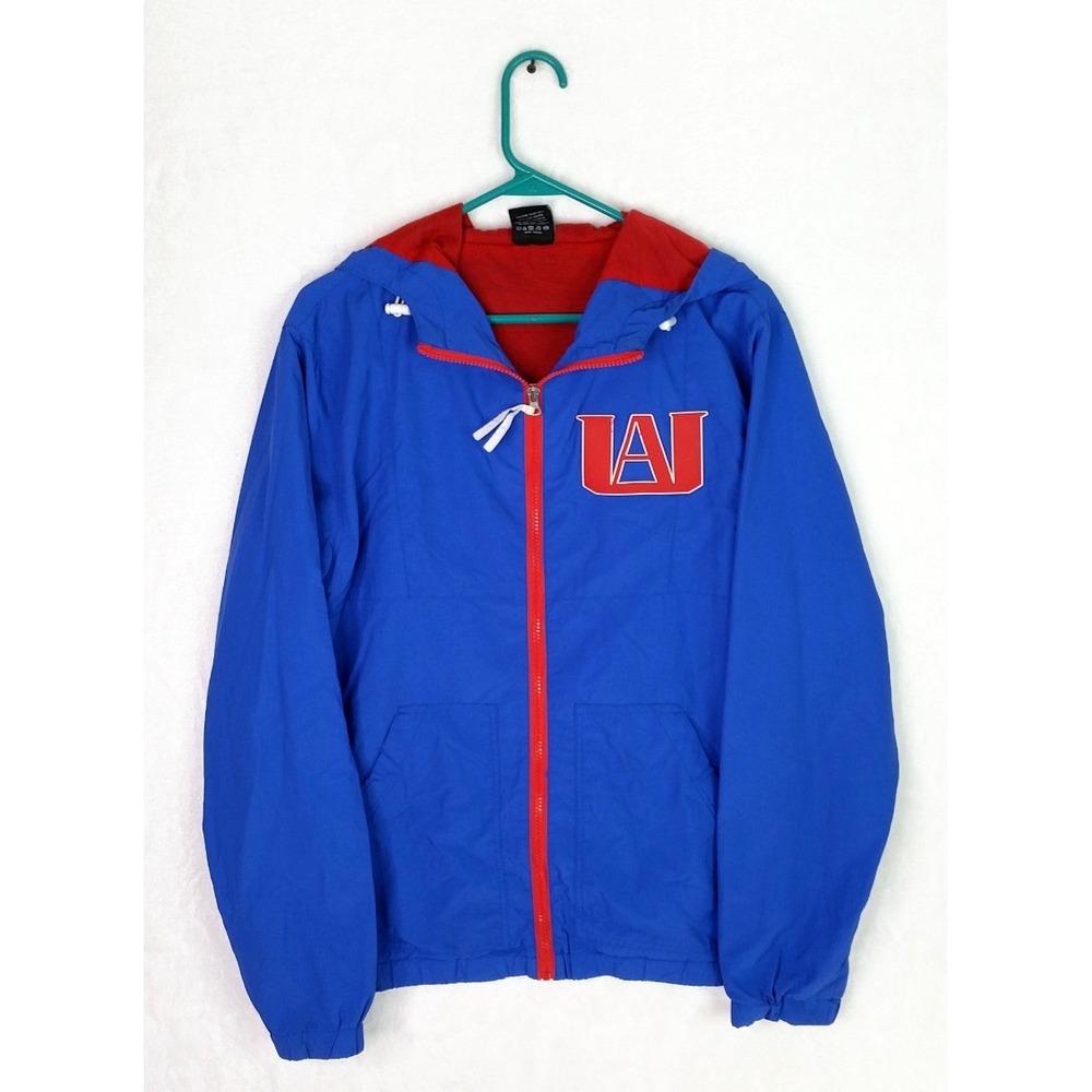 My Hero Academia UA Full Zip Hooded Windbreaker Jacket Blue Men's‎ Size Medium